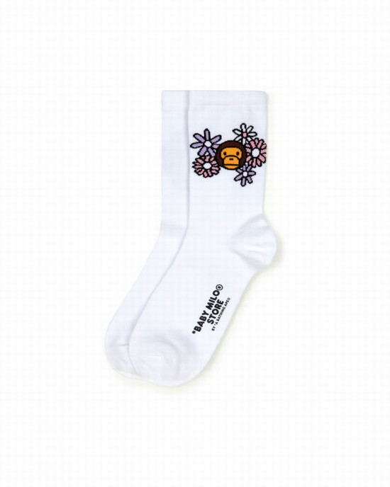 Sosete Bape Milo Dama Albi | ZMVNKI084