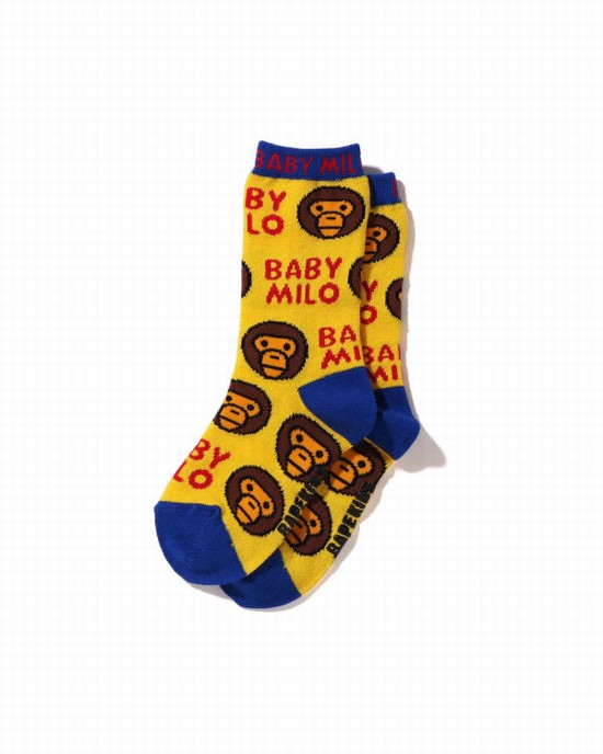 Sosete Bape Milo Pattern Copii Galbeni | HFPABC109