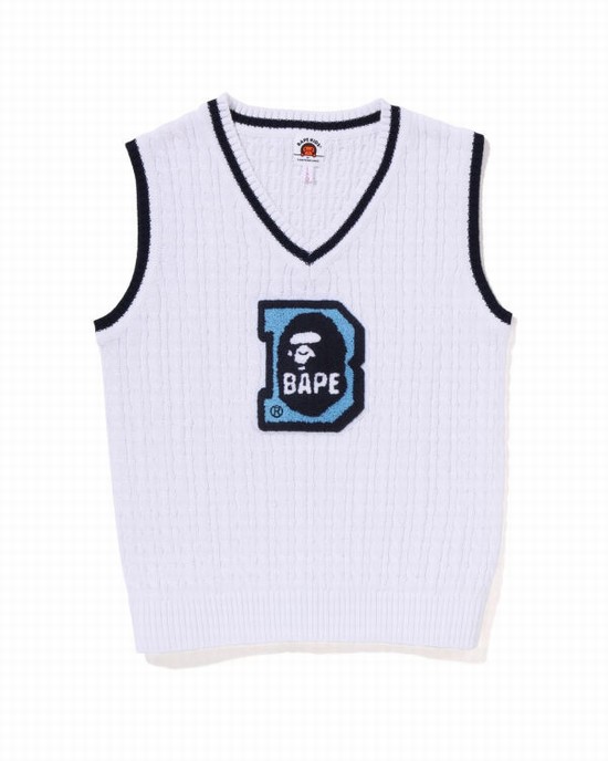 Tricotaje Bape Ape Head B Patch Cable Jr Copii Albi | RKSOYE710