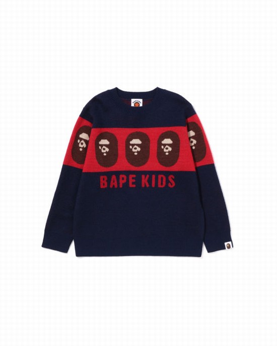 Tricotaje Bape Ape Head Copii Bleumarin Albastri | ACJUVL435