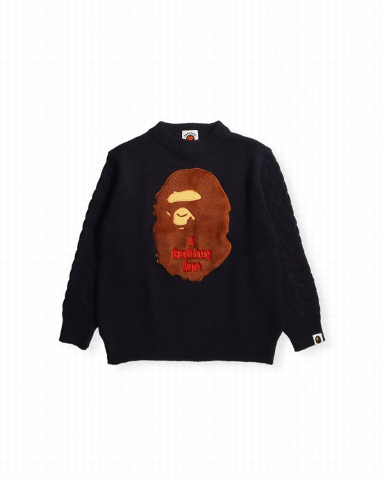 Tricotaje Bape Ape Head Patch Copii Bleumarin Albastri | RTFJNO175