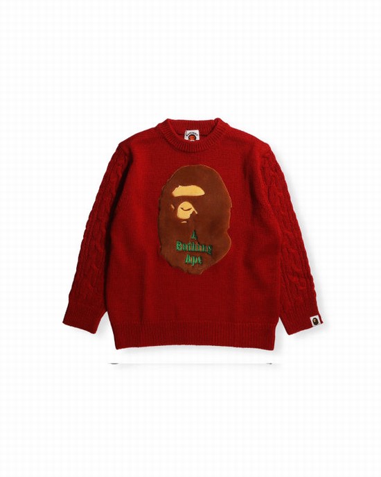 Tricotaje Bape Ape Head Patch Copii Rosii Deschis | BSAYTW234