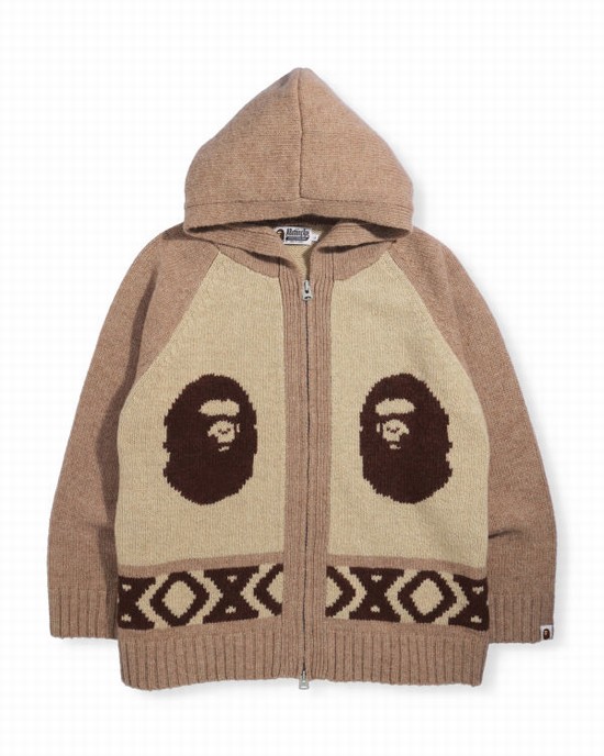 Tricotaje Bape Ape Head Zip Barbati Maro | PGQSBY681