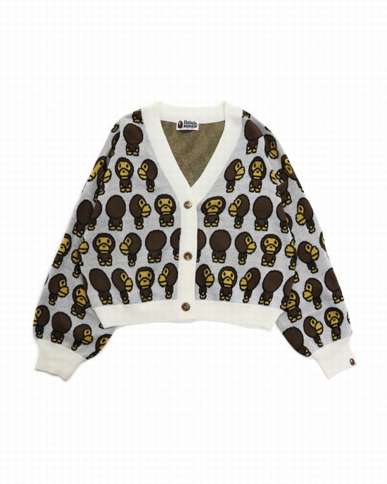 Tricotaje Bape Milo Cropped Dama Albi | LBFHCM015