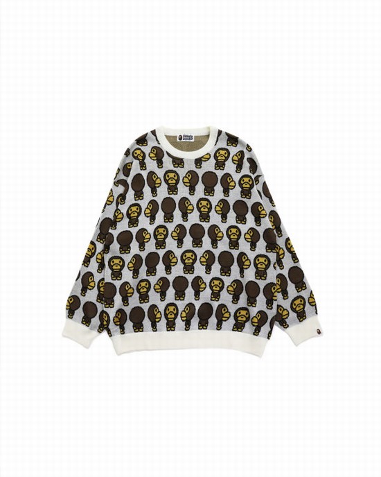 Tricotaje Bape Milo Oversized Dama Albi | FQBWXJ162