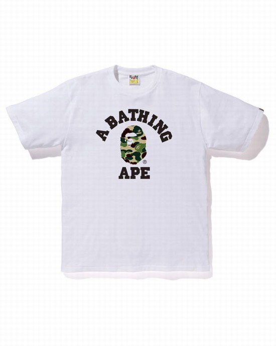 Tricouri Bape ABC Camo College Barbati Albi | ILWZHR145