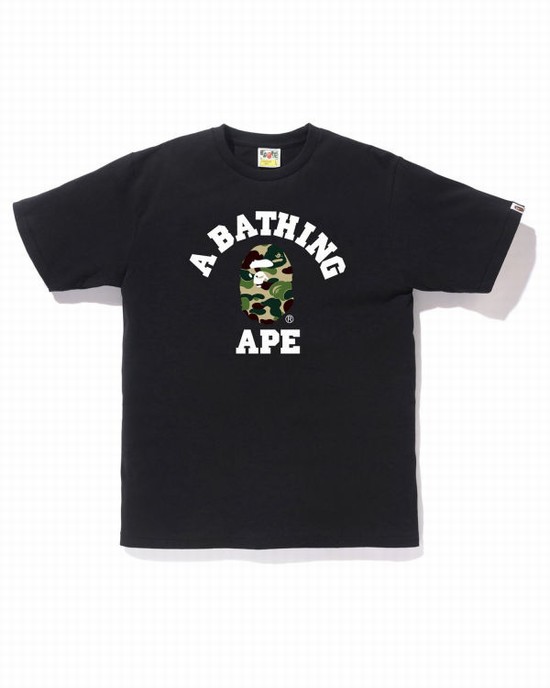 Tricouri Bape ABC Camo College Barbati Negrii | UJXFHA937