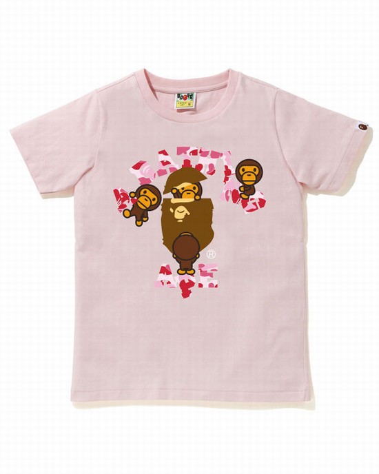 Tricouri Bape ABC Camo College Milo Dama Roz | VZDMRH074