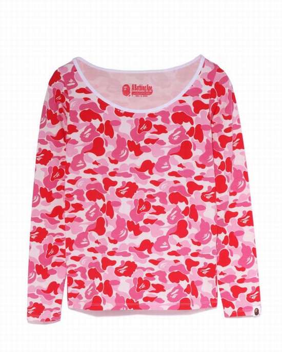 Tricouri Bape ABC Camo L/S Dama Roz | SZFUPI409