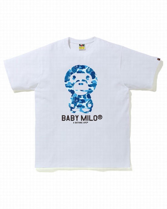 Tricouri Bape ABC Camo Milo Barbati Albastri | BJGLYT354