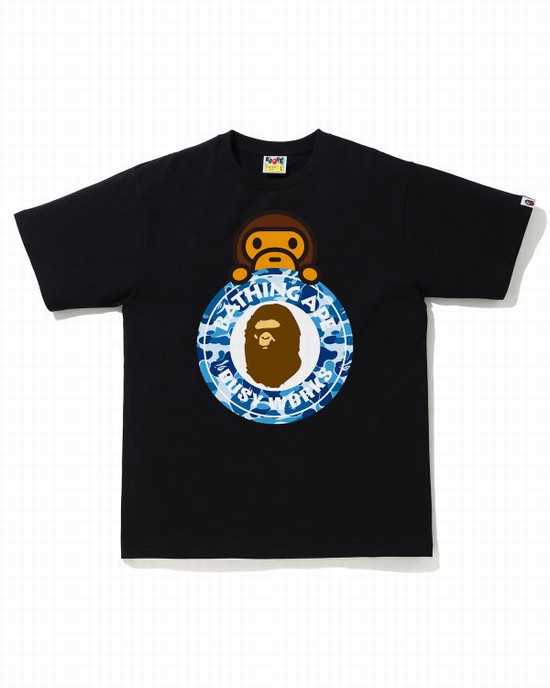 Tricouri Bape ABC Camo Milo On Busy Lucru Barbati Negrii | RCTBEO641