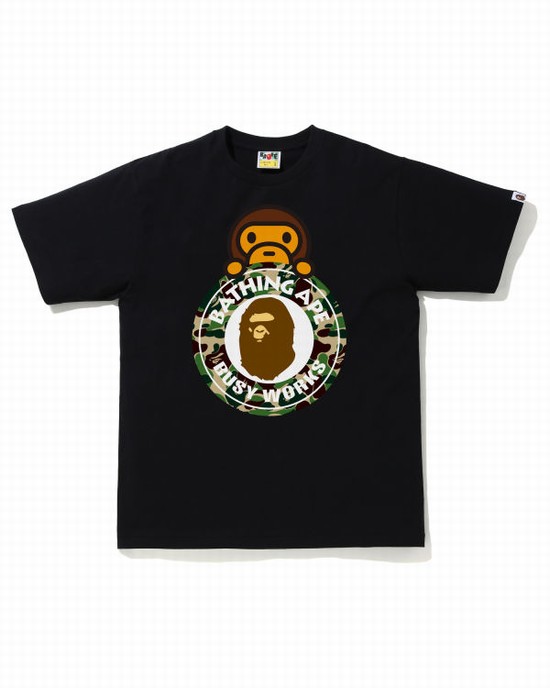 Tricouri Bape ABC Camo Milo On Busy Lucru Barbati Verzi | XSIPQN250