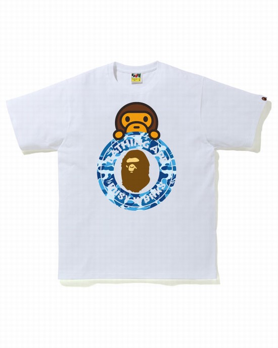 Tricouri Bape ABC Camo Milo On Busy Lucru Barbati Albastri | ZPXLWT321