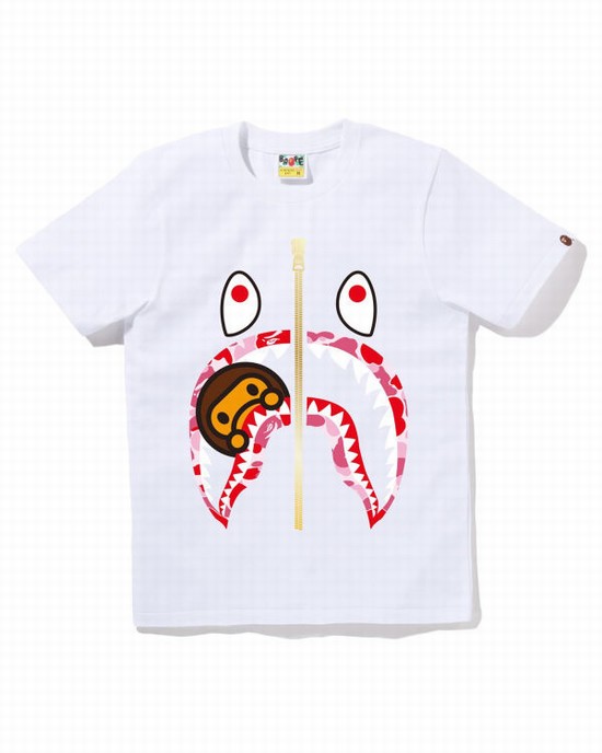 Tricouri Bape ABC Camo Milo Shark Dama Albi | TNVCPI358