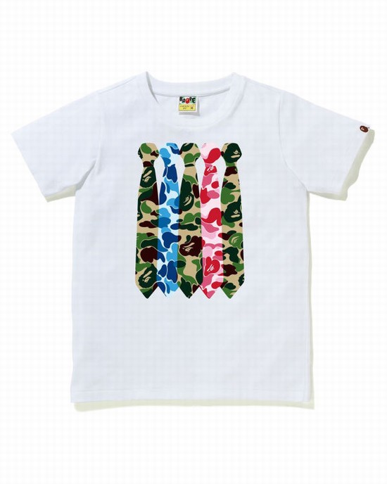 Tricouri Bape ABC Camo Neck Dama Albi | VEMQGK074