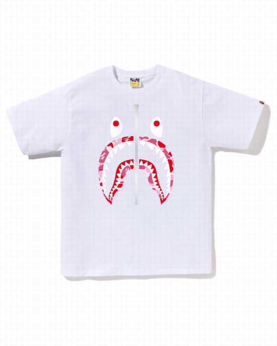 Tricouri Bape ABC Camo Shark Barbati Albi | FCZGVA276