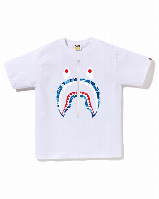 Tricouri Bape ABC Camo Shark Barbati Albi | SRUCOI034