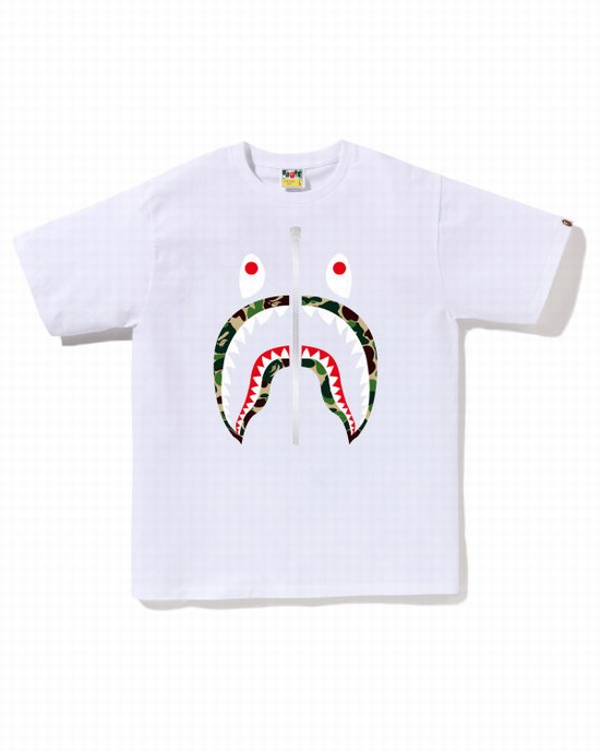 Tricouri Bape ABC Camo Shark Barbati Albi | YCTODU128