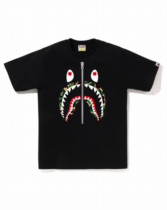 Tricouri Bape ABC Camo Shark Barbati Negrii | OXURZP915