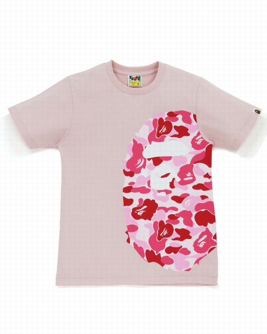 Tricouri Bape ABC Camo Side Big Ape Head Dama Roz | QEOUFG410