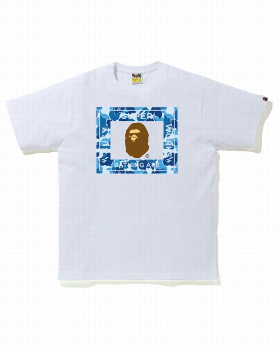 Tricouri Bape ABC Camo Super Busy Works Barbati Albastri | RWLQDM703