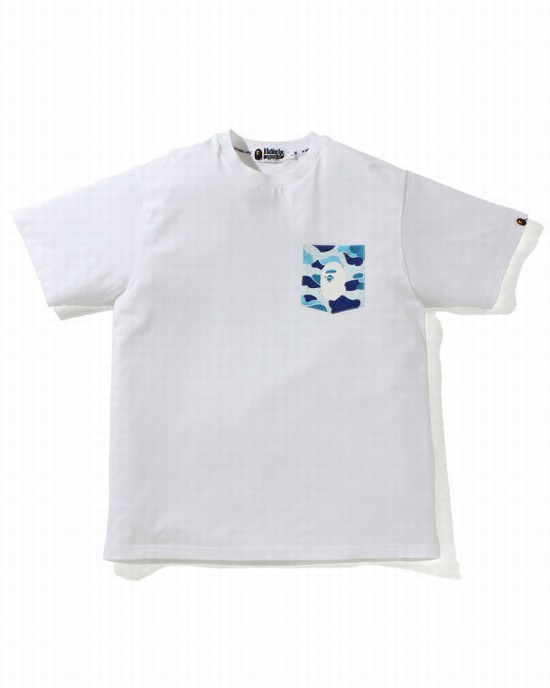 Tricouri Bape ABC Camo pocket Barbati Albastri Deschis | AESRGP571