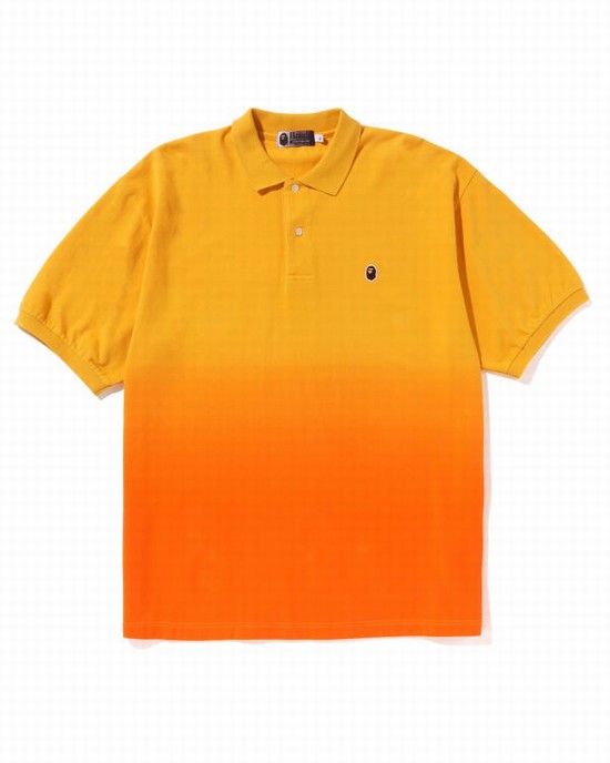 Tricouri Bape Ape Head One Point Gradation Relaxed Fit Polo Barbati Portocalii | KQODIA892