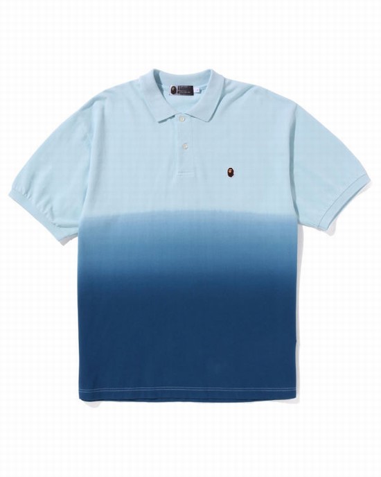 Tricouri Bape Ape Head One Point Gradation Relaxed Fit Polo Barbati Albastri | YEVJKP140