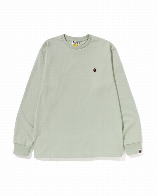 Tricouri Bape Ape Head One Point L/S Barbati Verzi | AKXQFG317