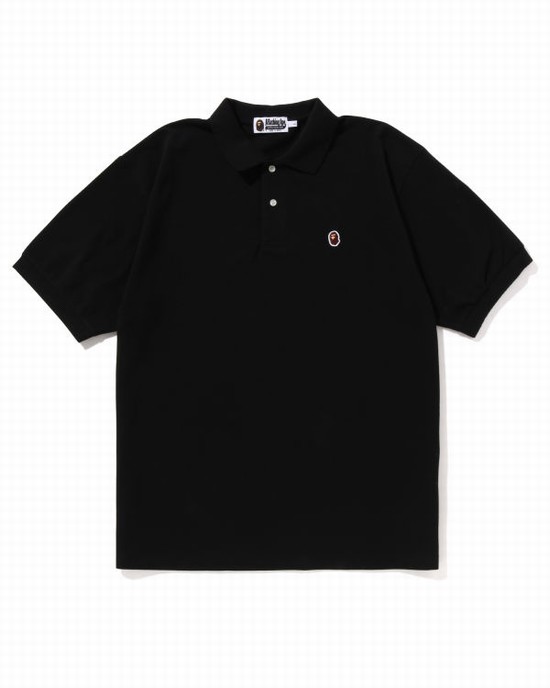 Tricouri Bape Ape Head One Point Relaxed Fit Polo Barbati Negrii | ZIQLKM761