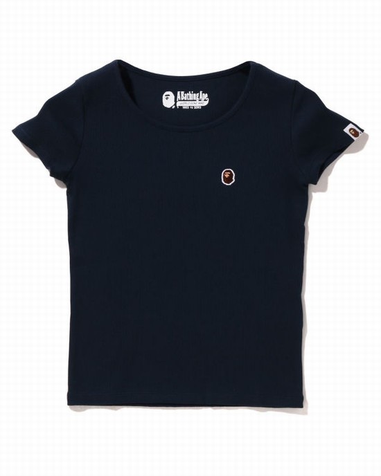 Tricouri Bape Ape Head One Point Rib Dama Bleumarin Albastri | BNKHZU608