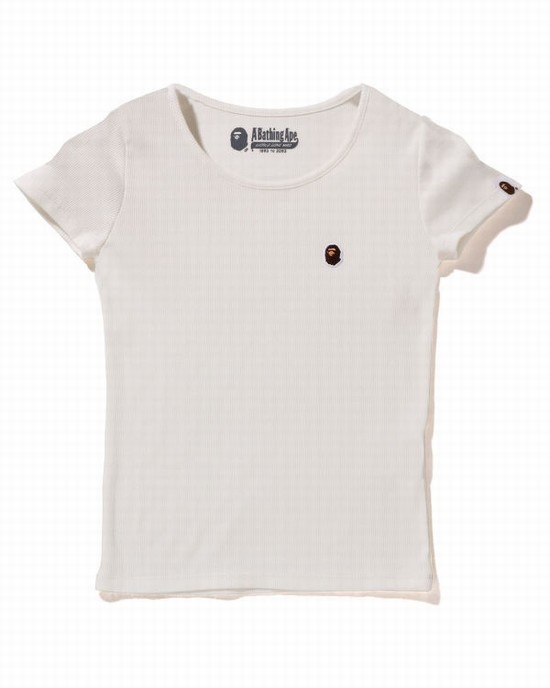 Tricouri Bape Ape Head One Point Rib Dama Albi | SOMREL037