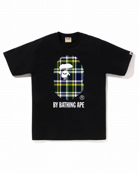 Tricouri Bape Check By Bathing Ape Barbati Negrii | JPBGKC739