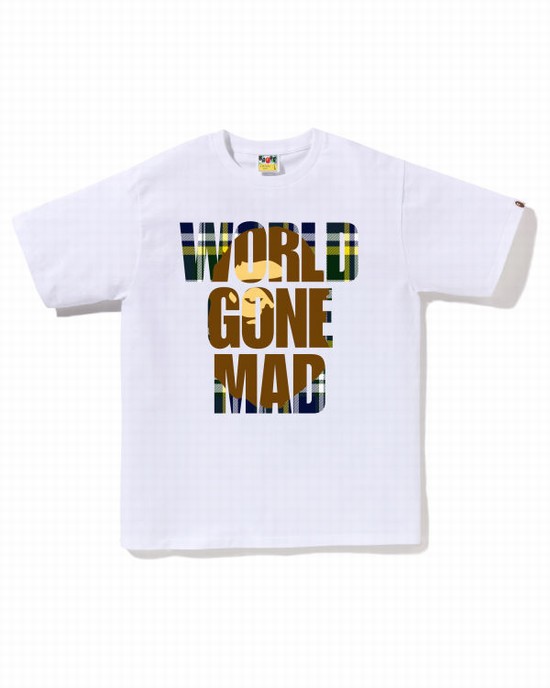 Tricouri Bape Check WGM Ape Head Overlap Barbati Albi | BSUTHG931