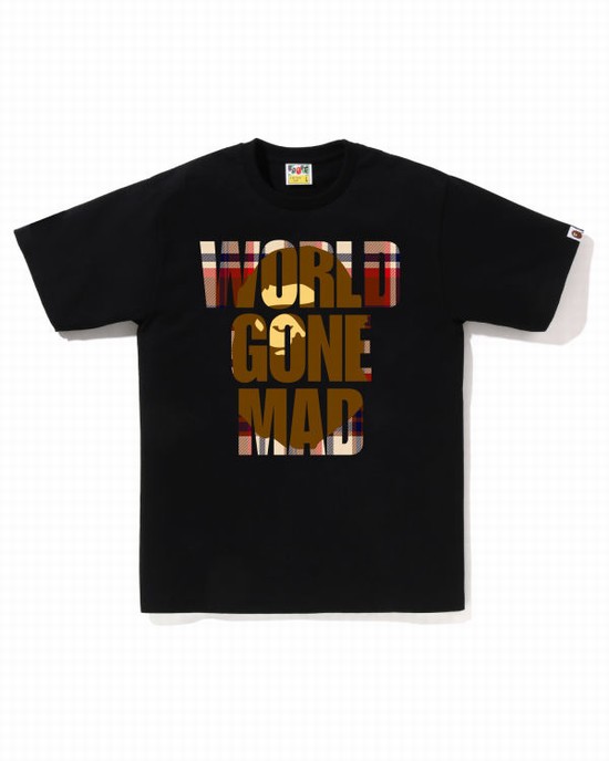 Tricouri Bape Check WGM Ape Head Overlap Barbati Negrii | VOQNUJ370