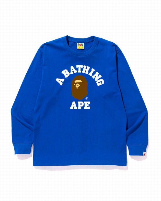 Tricouri Bape College Barbati Albastru Regal Albastri | QZDTLP760
