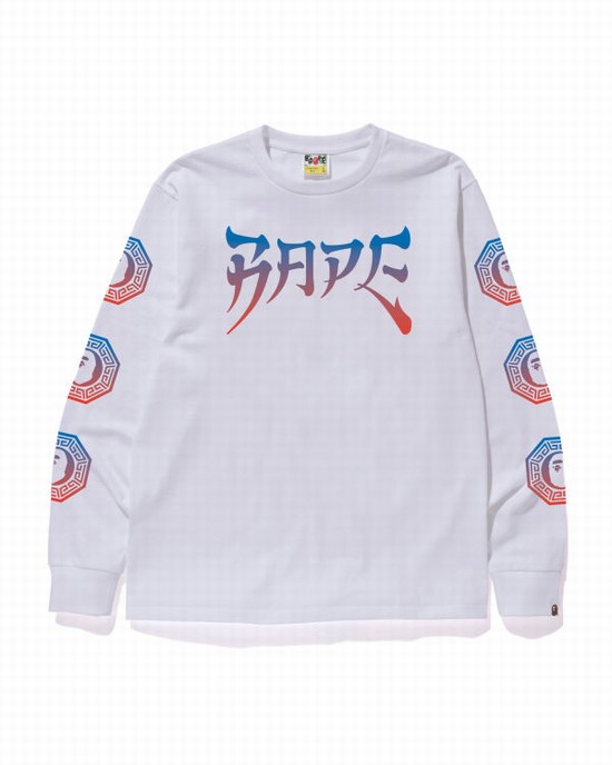 Tricouri Bape Grafice Barbati Albi | TPBCQS213