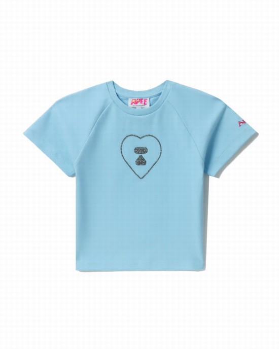 Tricouri Bape Grafice crop #2 Dama Albastri | YZTDCR586