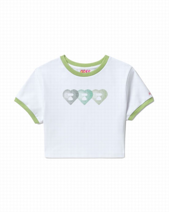 Tricouri Bape Grafice crop #3 Dama Albi | RSBJFX472