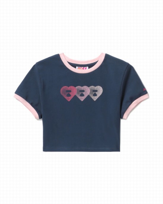 Tricouri Bape Grafice crop #3 Dama Bleumarin Albastri | UTSXIV512
