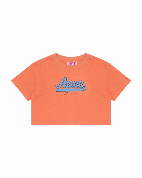 Tricouri Bape Grafice cropped Dama Portocalii | FLSUNP391