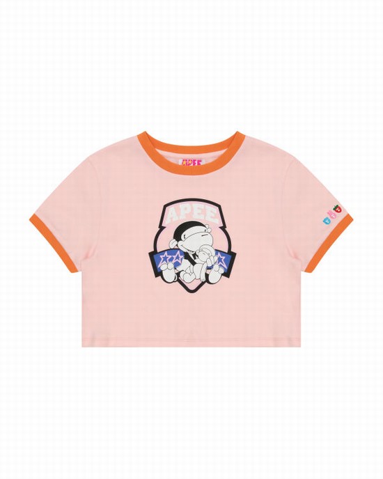 Tricouri Bape Grafice cropped Dama Roz | LAEZYP879