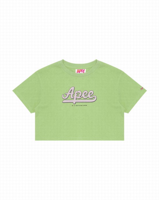 Tricouri Bape Grafice cropped Dama Verzi | XKPRLF538