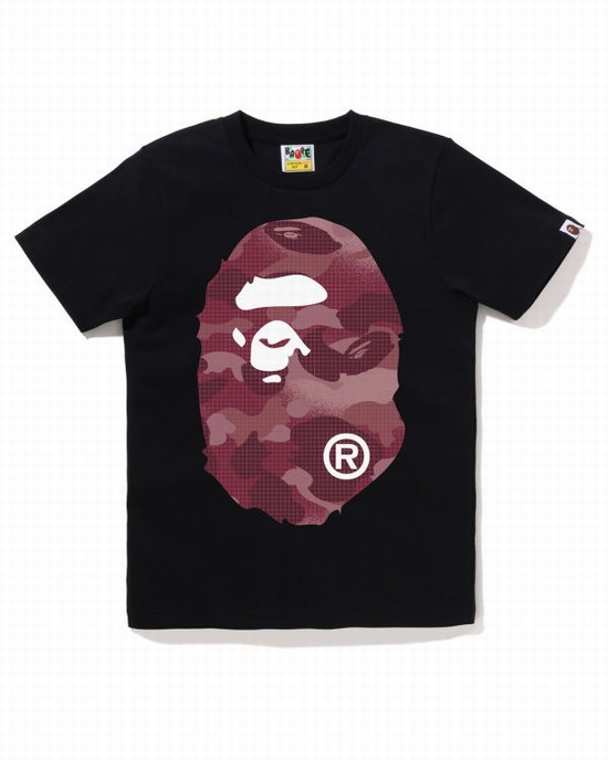 Tricouri Bape Grid Camo Big Ape Head Dama Negrii | FYPDIR703
