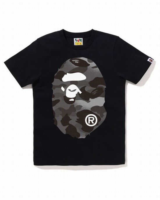 Tricouri Bape Grid Camo Big Ape Head Dama Negrii | WNJLRD904