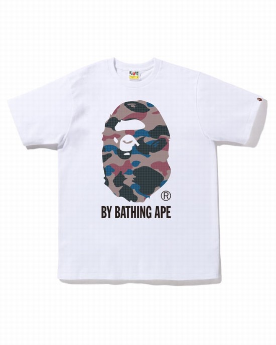 Tricouri Bape Grid Camo By Bathing Ape Barbati Albi | AYBPON921