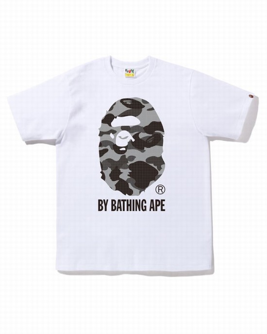 Tricouri Bape Grid Camo By Bathing Ape Barbati Albi | HUZYRF841