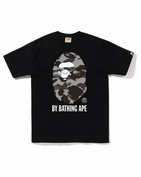 Tricouri Bape Grid Camo By Bathing Ape Barbati Negrii | NTWXQU583