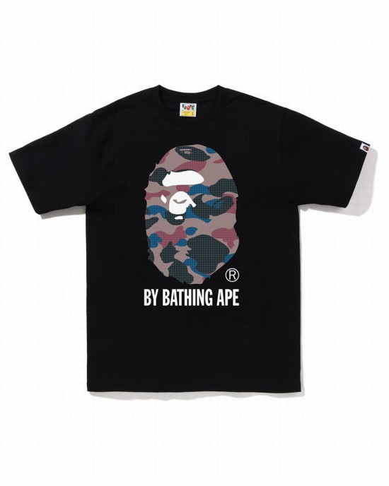 Tricouri Bape Grid Camo By Bathing Ape Barbati Negrii | OVCSIL138