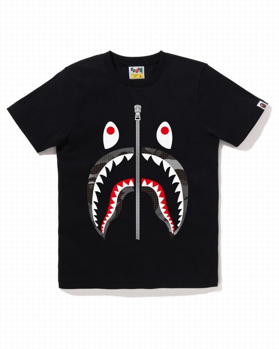 Tricouri Bape Grid Camo Shark Dama Negrii | VCZFOU540